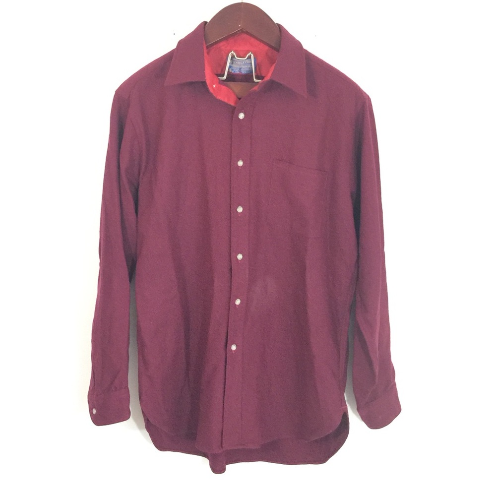 Pendleton Lrg Red Wool Long Sleeve Button Up - image 1